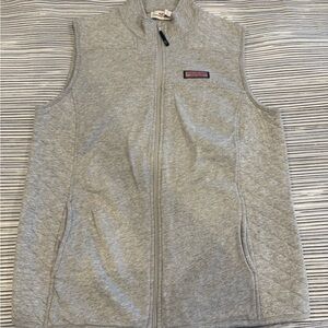 Vineyard Vines Light Gray Quilted Zip Vest